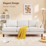 Modern 3-Seater Sofa with Deep Cushions and Armrests – 89″ Upholstered Couch for Living Room, Bedroom, Apartment, or Office (Beige) - Image 2