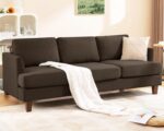 Modern 3-Seater Sofa with Deep Cushions and Armrests – 89″ Upholstered Couch for Living Room, Bedroom, Apartment, or Office (Brown)