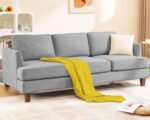 Modern 3-Seater Sofa with Deep Cushions and Armrests – 89" Upholstered Couch for Living Room, Bedroom, Apartment, or Office (Grey)