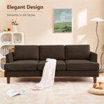 Modern 3-Seater Sofa with Deep Cushions and Armrests – 89″ Upholstered Couch for Living Room, Bedroom, Apartment, or Office (Brown) - Image 3
