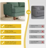 Modern 3-Seater Sofa with Deep Cushions and Armrests – 89″ Upholstered Couch for Living Room, Bedroom, Apartment, or Office (Green) - Image 8