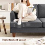 Modern 3-Seater Sofa with Deep Cushions and Armrests – 89″ Upholstered Couch for Living Room, Bedroom, Apartment, or Office (Dark Grey) - Image 7