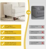 Modern 3-Seater Sofa with Deep Cushions and Armrests – 89″ Upholstered Couch for Living Room, Bedroom, Apartment, or Office (Beige) - Image 5