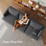 Modern 3-Seater Sofa with Deep Cushions and Armrests – 89″ Upholstered Couch for Living Room, Bedroom, Apartment, or Office (Dark Grey) - Image 5