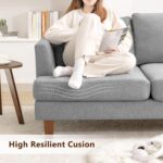 Modern 3-Seater Sofa with Deep Cushions and Armrests – 89" Upholstered Couch for Living Room, Bedroom, Apartment, or Office (Grey) - Image 8