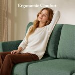 Modern 3-Seater Sofa with Deep Cushions and Armrests – 89″ Upholstered Couch for Living Room, Bedroom, Apartment, or Office (Green) - Image 4