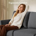 Modern 3-Seater Sofa with Deep Cushions and Armrests – 89″ Upholstered Couch for Living Room, Bedroom, Apartment, or Office (Dark Grey) - Image 6