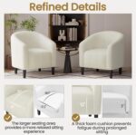 Barrel Chairs, Furry Accent Chairs with Soft Padded Armrest for Living Room Bedroom Waiting Room Office, Set of 2, Ivory - Image 7