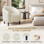 Barrel Chairs, Furry Accent Chairs with Soft Padded Armrest for Living Room Bedroom Waiting Room Office, Set of 2, Ivory - Image 2