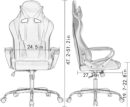 BestOffice High-Back Gaming Chair PC Office Chair Computer Racing Chair PU Desk Task Chair Ergonomic Executive Swivel Rolling Chair with Lumbar Support for Back Pain Women, Men,White - Image 3