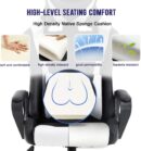 BestOffice High-Back Gaming Chair PC Office Chair Computer Racing Chair PU Desk Task Chair Ergonomic Executive Swivel Rolling Chair with Lumbar Support for Back Pain Women, Men,White - Image 4