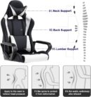 BestOffice High-Back Gaming Chair PC Office Chair Computer Racing Chair PU Desk Task Chair Ergonomic Executive Swivel Rolling Chair with Lumbar Support for Back Pain Women, Men,White - Image 5