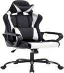 BestOffice High-Back Gaming Chair PC Office Chair Computer Racing Chair PU Desk Task Chair Ergonomic Executive Swivel Rolling Chair with Lumbar Support for Back Pain Women, Men,White