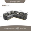 110.5" Luxury Velvet L Shape Chesterfield Sofa Set with Glod Metal Accents, Oversize Victorian Curved Arm Sofa Sectional Couches for Living Room with 7 Pillows, Left Chaise, Gray - Image 8