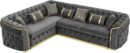 110.5" Luxury Velvet L Shape Chesterfield Sofa Set with Glod Metal Accents, Oversize Victorian Curved Arm Sofa Sectional Couches for Living Room with 7 Pillows, Left Chaise, Gray - Image 7
