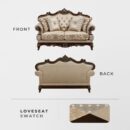 Lexicon Traditional Sofa Couch for Living Room, Rolled Arm Sofa with 4 Accent Pillows, Tufting, Queen Legs in Cherry Finish with Gold Tipping, Upholstered Living Room Furniture, 2 Seater Couch, Brown - Image 5