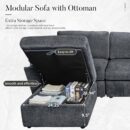 versized Modular Sectional Sofa with Ottoman, 118 inch L Shaped Sectional Couch, Comfy Luxury Deep Seat, Armrest with Cup Holder & Storage for Living Room (Grey Chenille) - Image 2