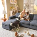 versized Modular Sectional Sofa with Ottoman, 118 inch L Shaped Sectional Couch, Comfy Luxury Deep Seat, Armrest with Cup Holder & Storage for Living Room (Grey Chenille) - Image 3