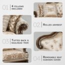 Lexicon Traditional Sofa Couch for Living Room, Rolled Arm Sofa with 4 Accent Pillows, Tufting, Queen Legs in Cherry Finish with Gold Tipping, Upholstered Living Room Furniture, 2 Seater Couch, Brown - Image 4